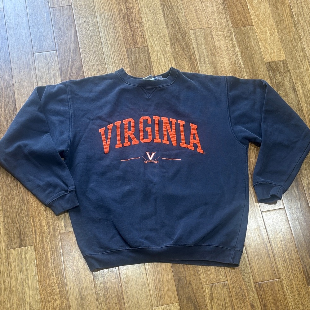 Vintage Virginia Crewneck Sweatshirt - Navy with Orange Lettering